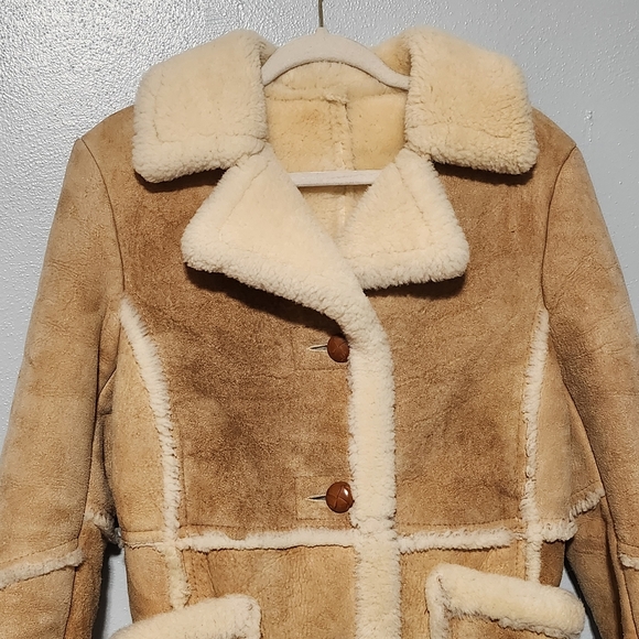 BERT PALEY Womens 100% Pure Wool Sheepakin Shearling Suede Rancher Jaclet Size 8 - Picture 4 of 16